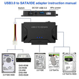 USB 3.0 til SATA IDE harddisk adapter konverter